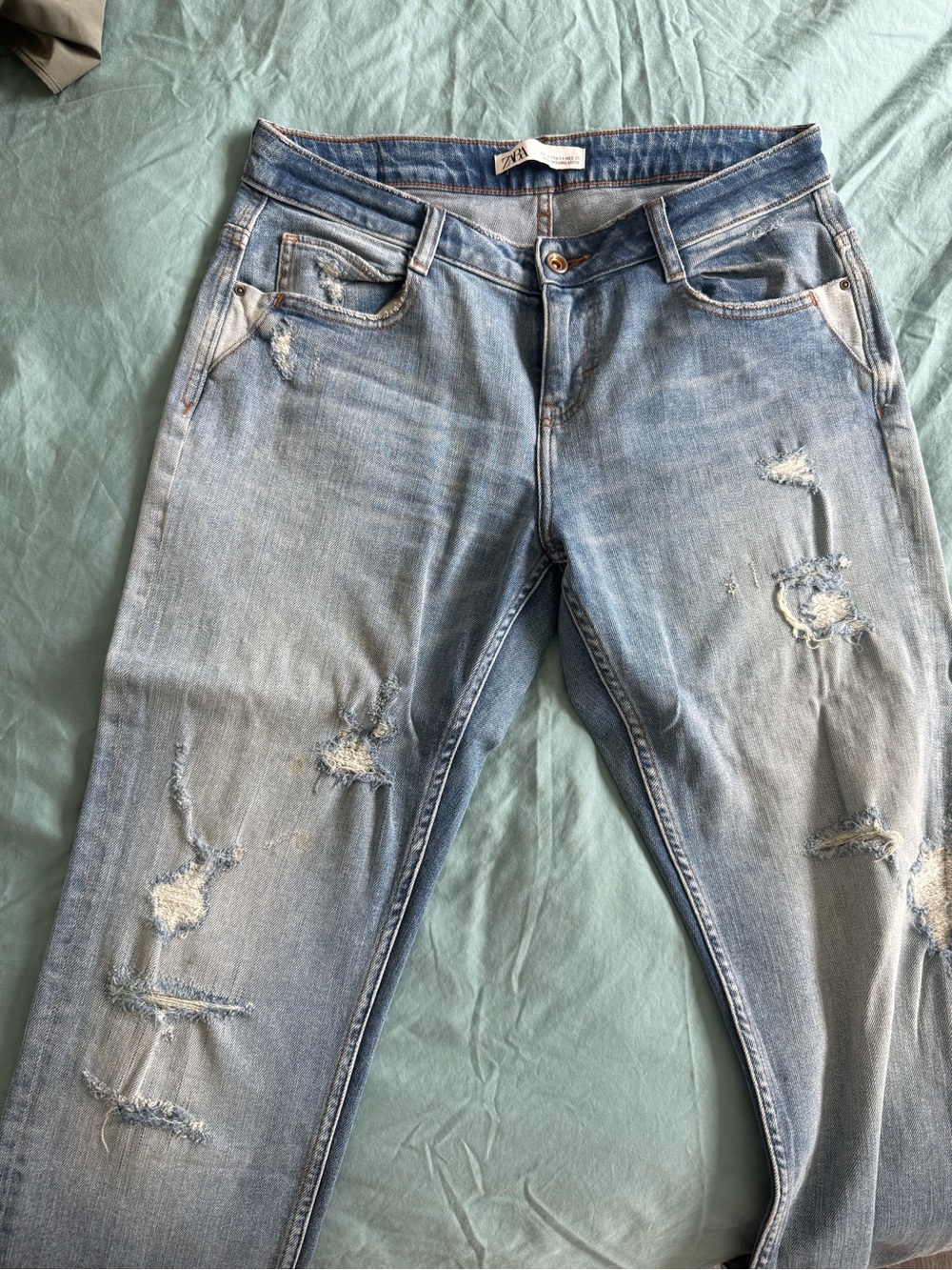Zara Light Blue Distressed Skinny Jeans